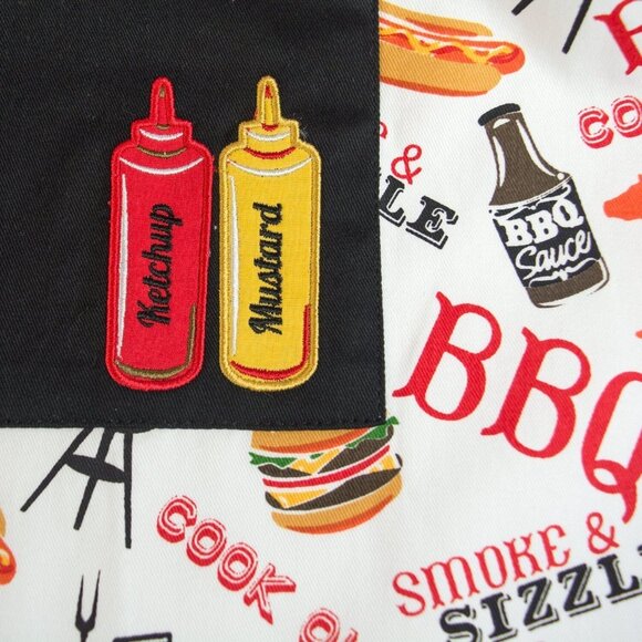 Apron BBQ DII 100% Cotton, Printed Unisex Bib Chef Kitchen Adjustable Neck & Wai - Picture 3 of 4